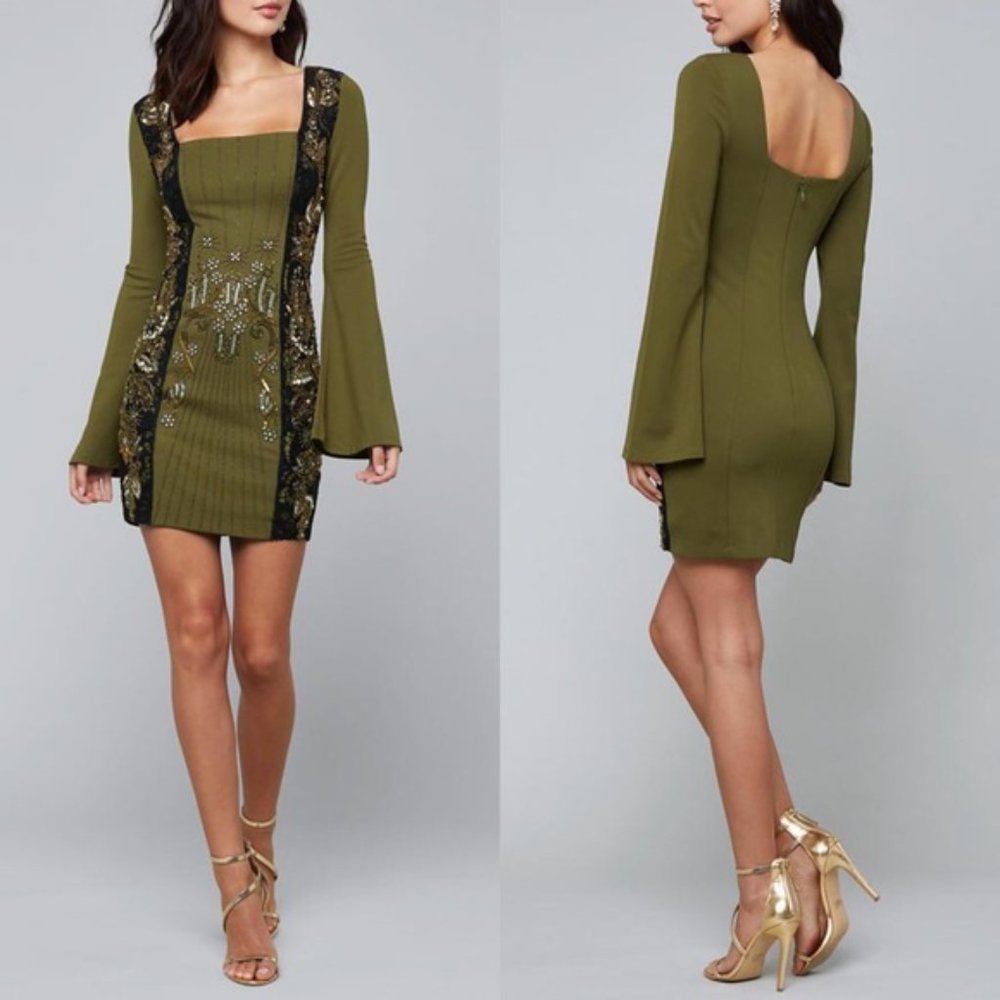 bebe Gorgeous floral beaded mini dress